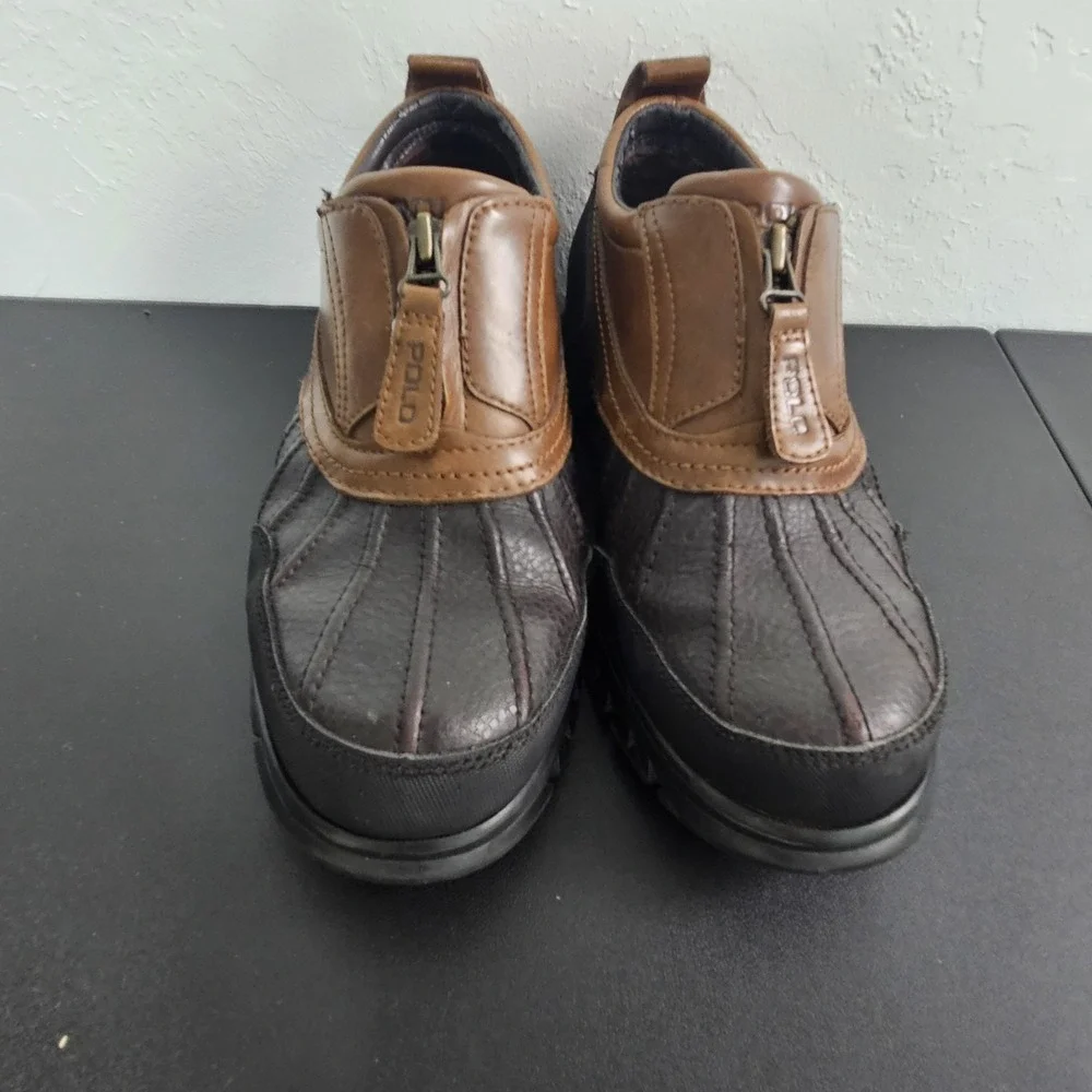 Polo Sport Ralph Lauren Leather Shoes Ankle Boots Sz 8 D Brown Preppy Outdoors - Picture 1 of 13
